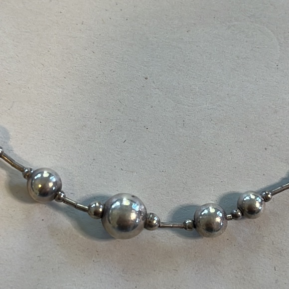Sterling silver 925  beads necklace 16” - Picture 2 of 7